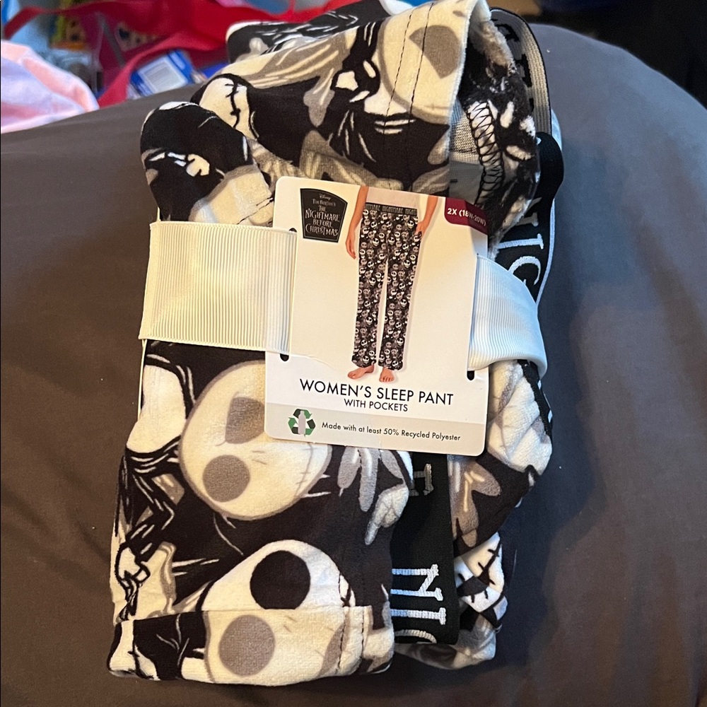 Women's Black and White Sleep Pants with Pockets